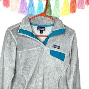 Patagonia Re-Tool Gray and Blue Fleece Popover Pullover Size Small